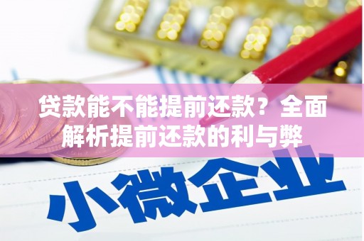 黄陂贷款能不能提前还款？全面解析提前还款的利与弊
