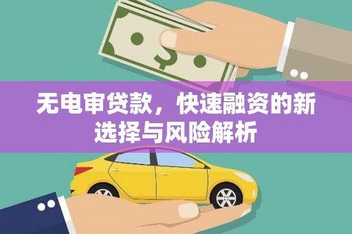 黄陂无电审贷款，快速融资的新选择与风险解析