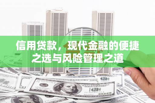 黄陂信用贷款，现代金融的便捷之选与风险管理之道