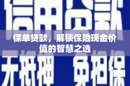 黄陂保单贷款，解锁保险现金价值的智慧之选