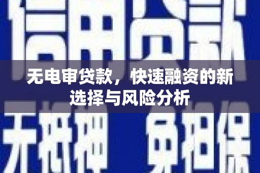黄陂无电审贷款，快速融资的新选择与风险分析