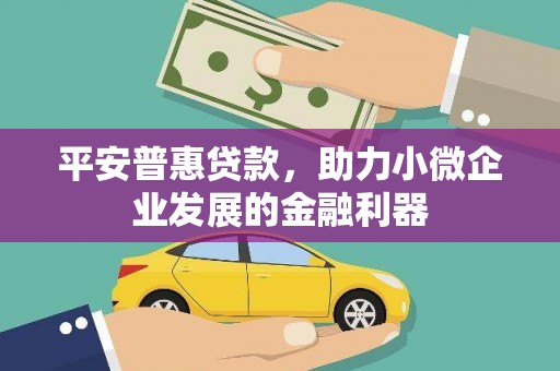 黄陂平安普惠贷款，助力小微企业发展的金融利器